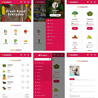 响应式的水果蔬菜超市手机商城模板