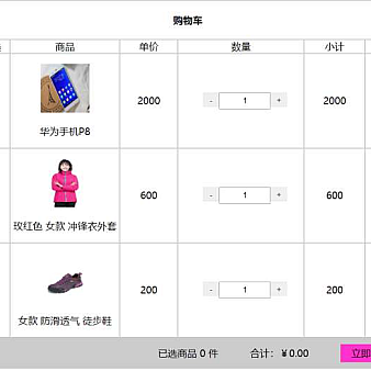 原生js模拟淘宝购物车结算代码