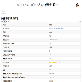 一键生成个人QQ历史信息报告